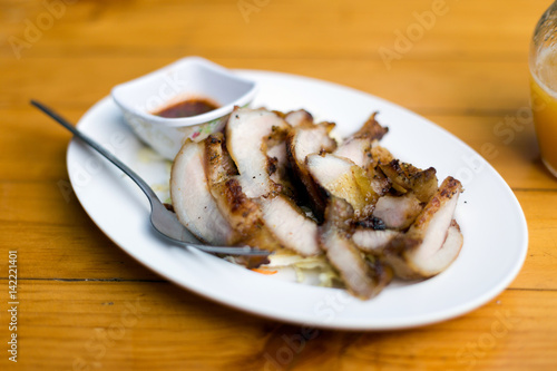 Thai fried pork meat
