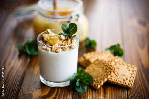 Greek yoghurt with honey and biscuits