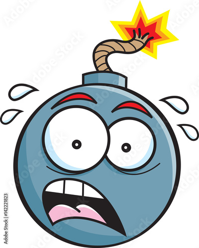 Cartoon illustration of a worried bomb.