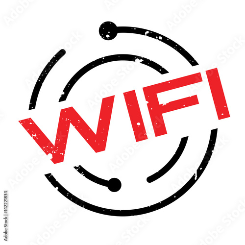 Wifi rubber stamp. Grunge design with dust scratches. Effects can be easily removed for a clean, crisp look. Color is easily changed.