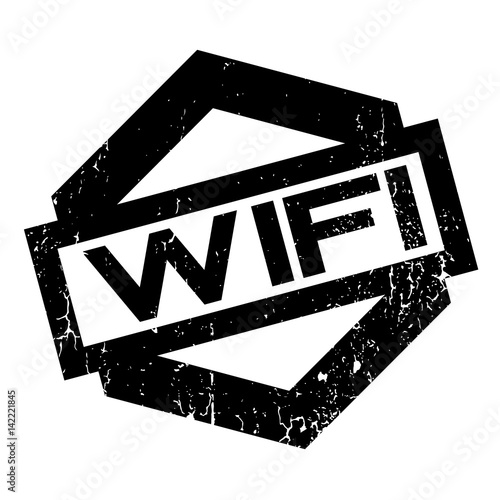 Wifi rubber stamp. Grunge design with dust scratches. Effects can be easily removed for a clean, crisp look. Color is easily changed.