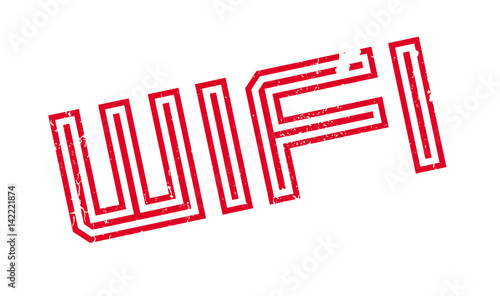 Wifi rubber stamp. Grunge design with dust scratches. Effects can be easily removed for a clean, crisp look. Color is easily changed.