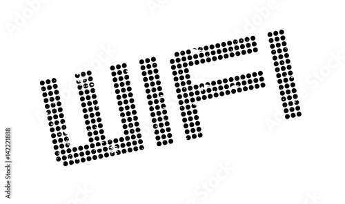 Wifi rubber stamp. Grunge design with dust scratches. Effects can be easily removed for a clean, crisp look. Color is easily changed.