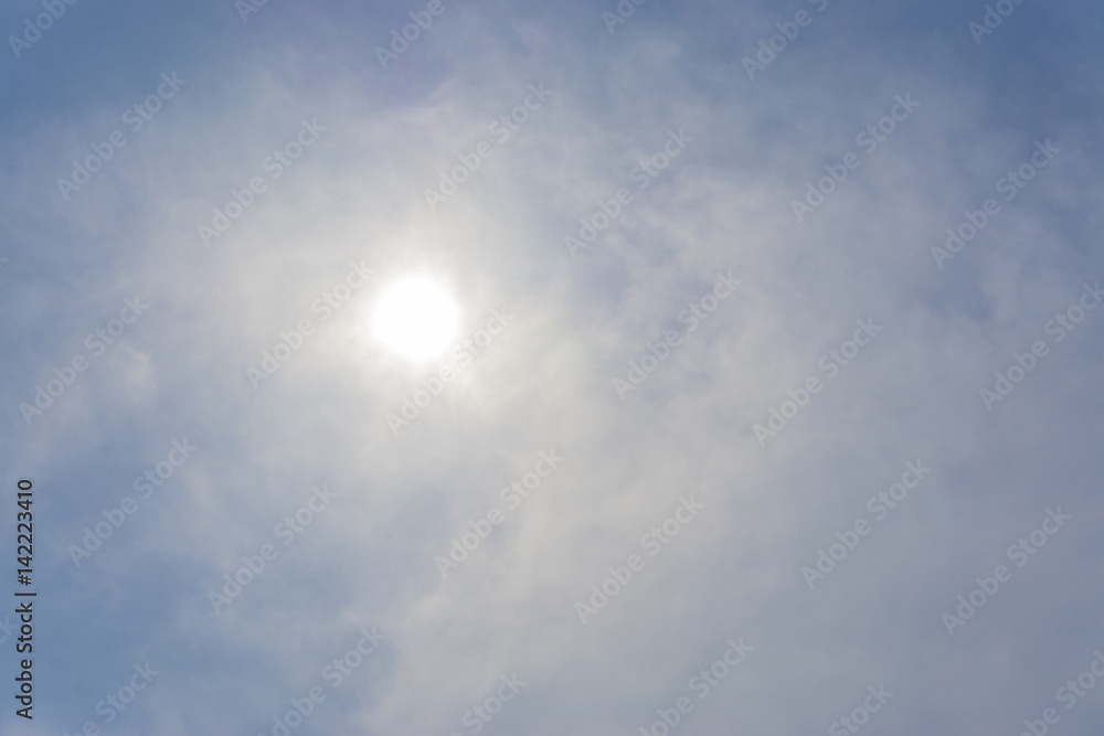 Blue sky with clouds and sun Blue sky with clouds and sun