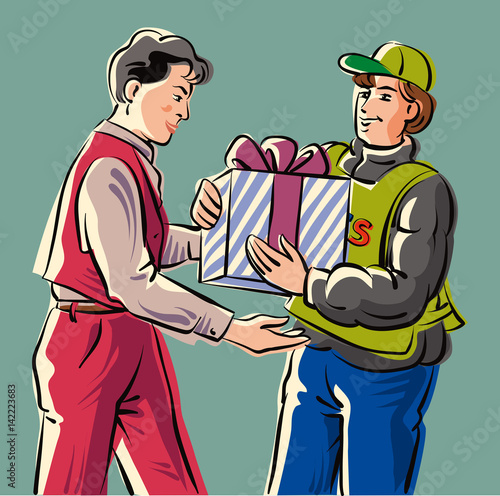 Bellboy delivered a parcel to a man