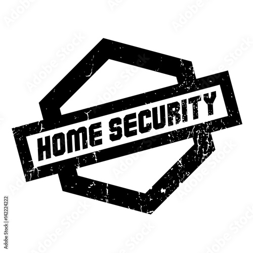 Home Security rubber stamp. Grunge design with dust scratches. Effects can be easily removed for a clean, crisp look. Color is easily changed.