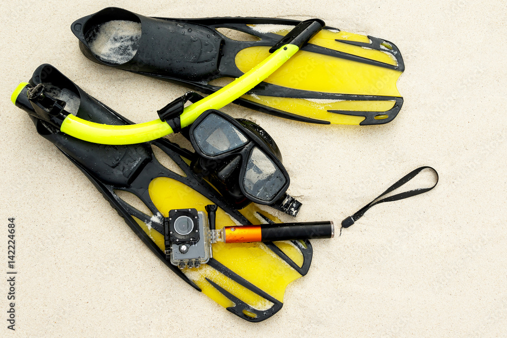 Equipment for snorkeling and action camera