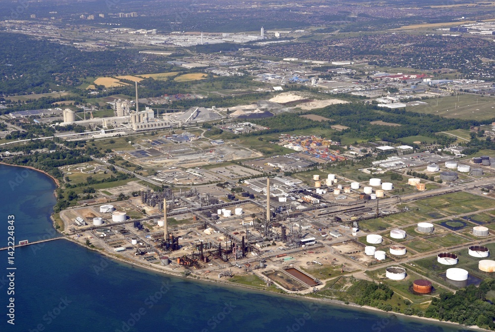 aerial view of the an industrial urban area in Mississauga, Ontario Canada 