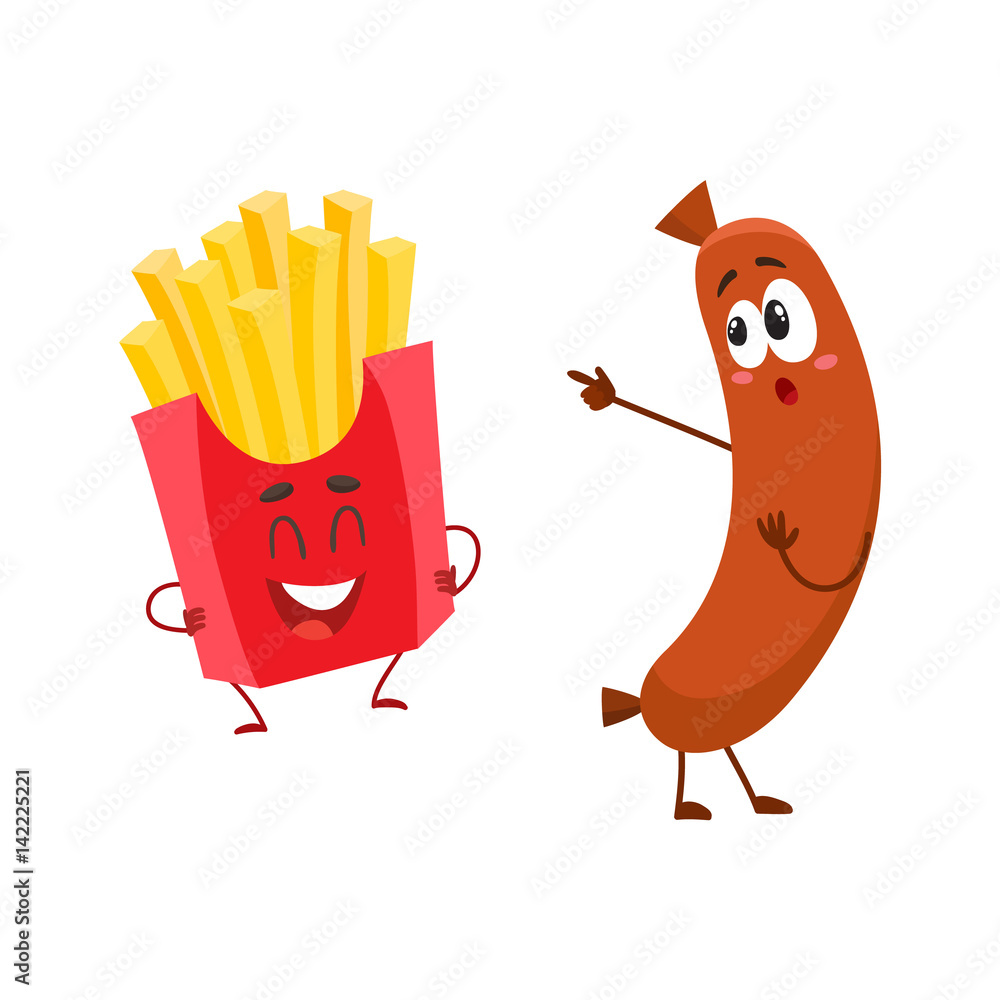 Premium Vector  Happy french fries bag character funny fast food mascot