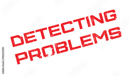 Detecting Problems rubber stamp. Grunge design with dust scratches. Effects can be easily removed for a clean, crisp look. Color is easily changed.