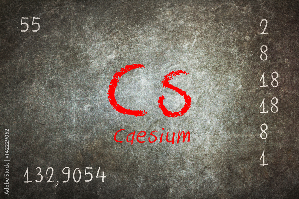 Isolated blackboard with periodic table, Caesium StockFoto Adobe Stock
