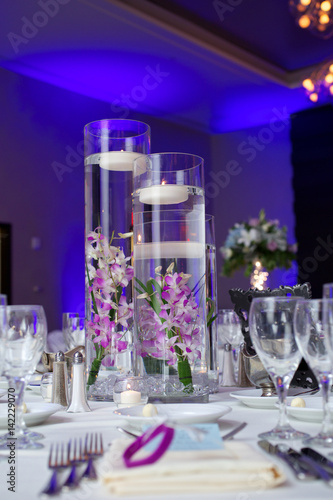 purple orchid wedding centerpiece