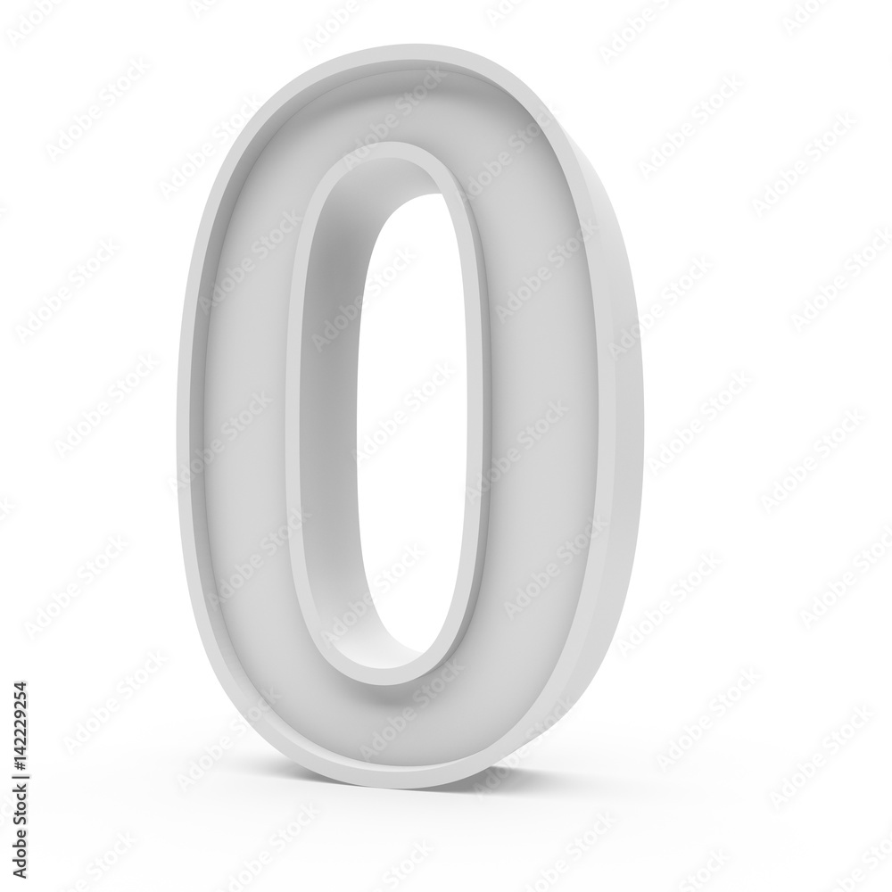 3d Rendering grey material number 0 zero isolated white background 3d Rendering grey material number 0 zero isolated white background