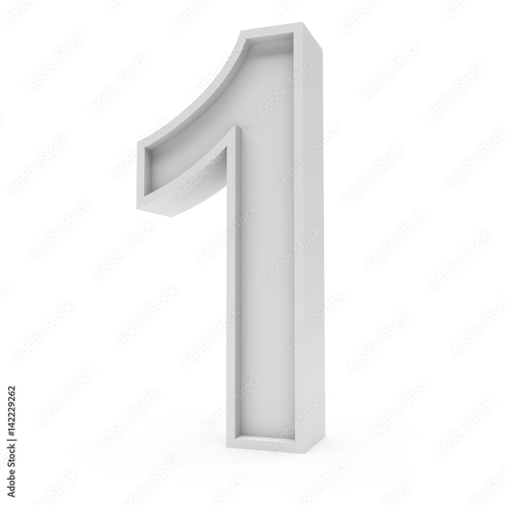 3d Rendering grey material number 1 one isolated white background 3d Rendering grey material number 1 one isolated white background