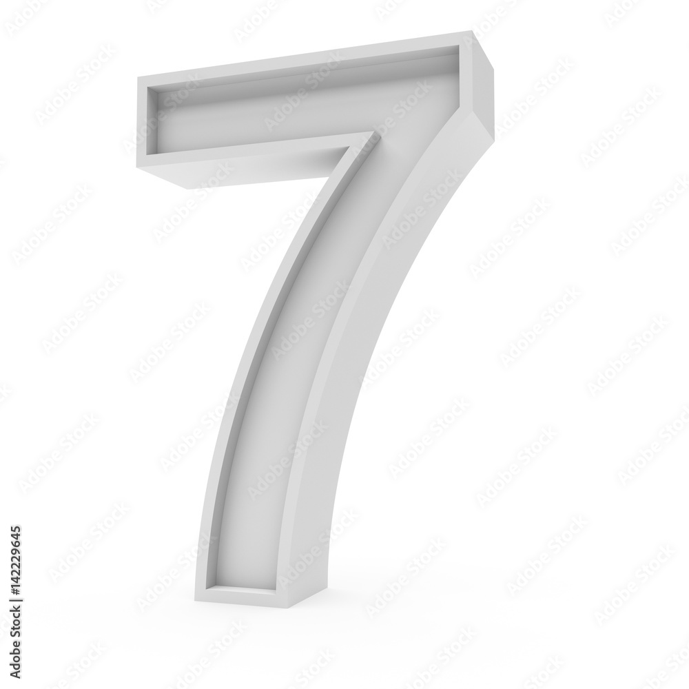 3d Rendering grey material number 7 seven isolated white background 3d Rendering grey material number 7 seven isolated white background