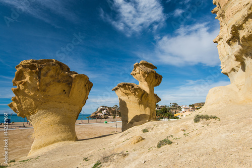 Erosion rock natural formations in Bolnuevo, Spain photo