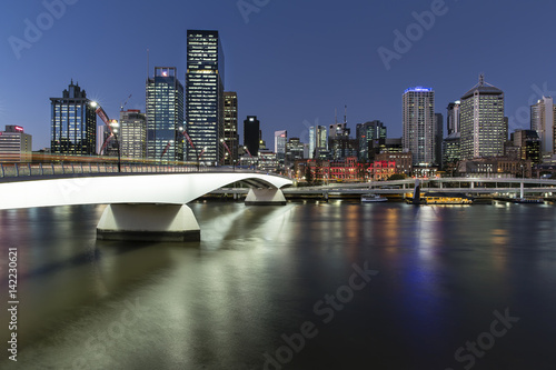 Brisbane City cityscape and Victoria bridge at twilight  view from Southbank old Victoria bridge
