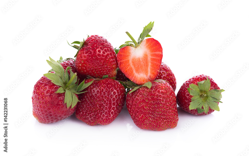 closeup strawberry isolated on white background closeup strawberry isolated on white background