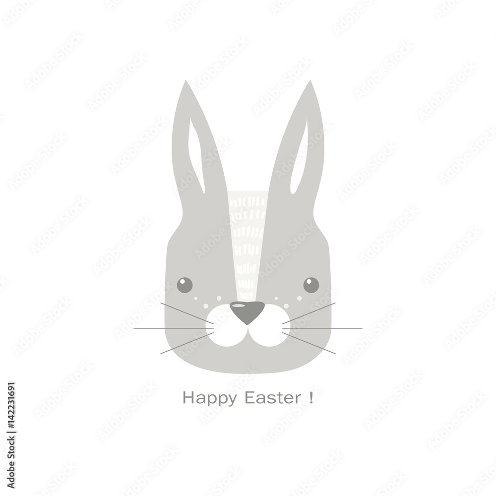 Fototapeta premium Modern flat design with cute rabbit and Happy Easter text