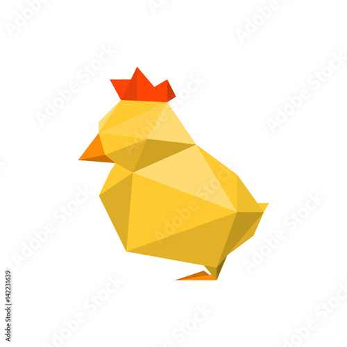 Illustration of abstract origami yellow chicken chinese new year 2017