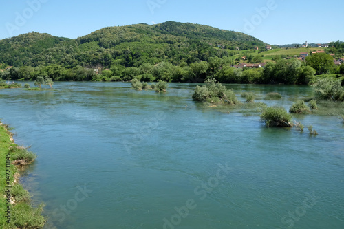 River Una on a summer day in Hrvatska Kostajnica  Croatia