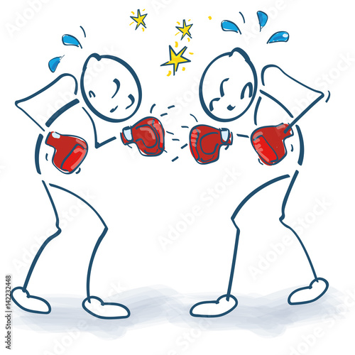 Strichmännchen als Boxer und Boxkamp