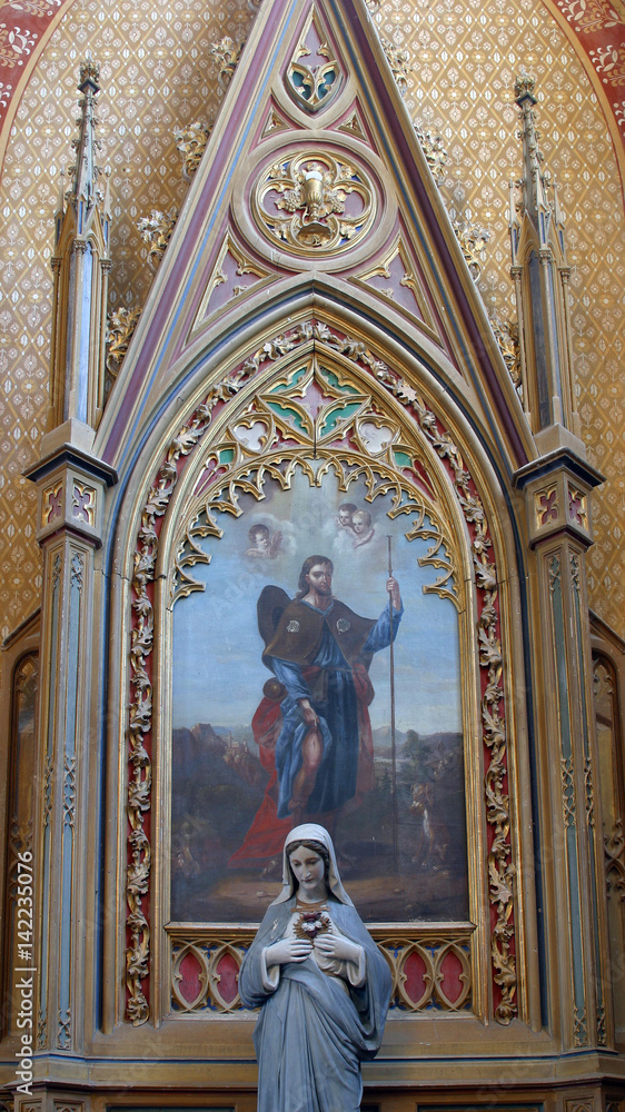 Saint Roch altar in the Parish Church of Saint Peter in Velesevec, Croatia.