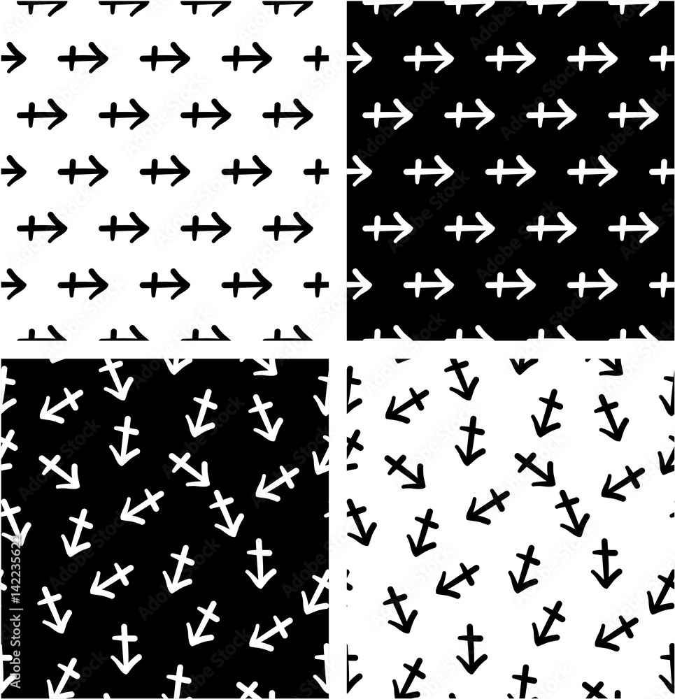 Zodiac Sign Sagittarius Freehand Aligned & Random Seamless Pattern Set