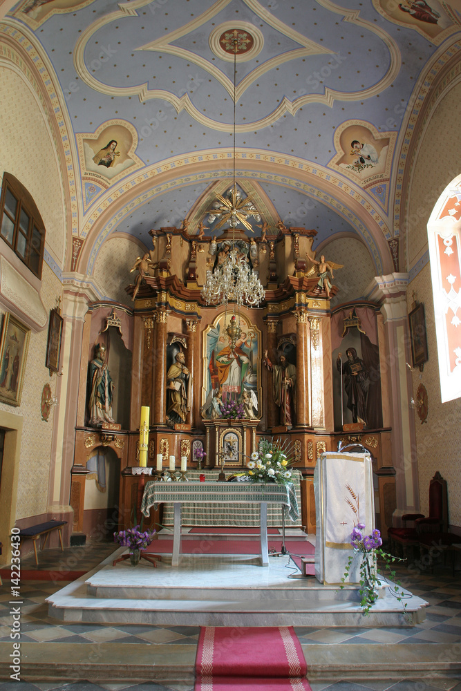 Main altar in Parish Church of Saint Martin in Martinska Ves, Croatia on June 03, 2011.