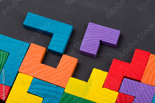 Принти на полотні Business creative solution concept jigsaw on the blackboard