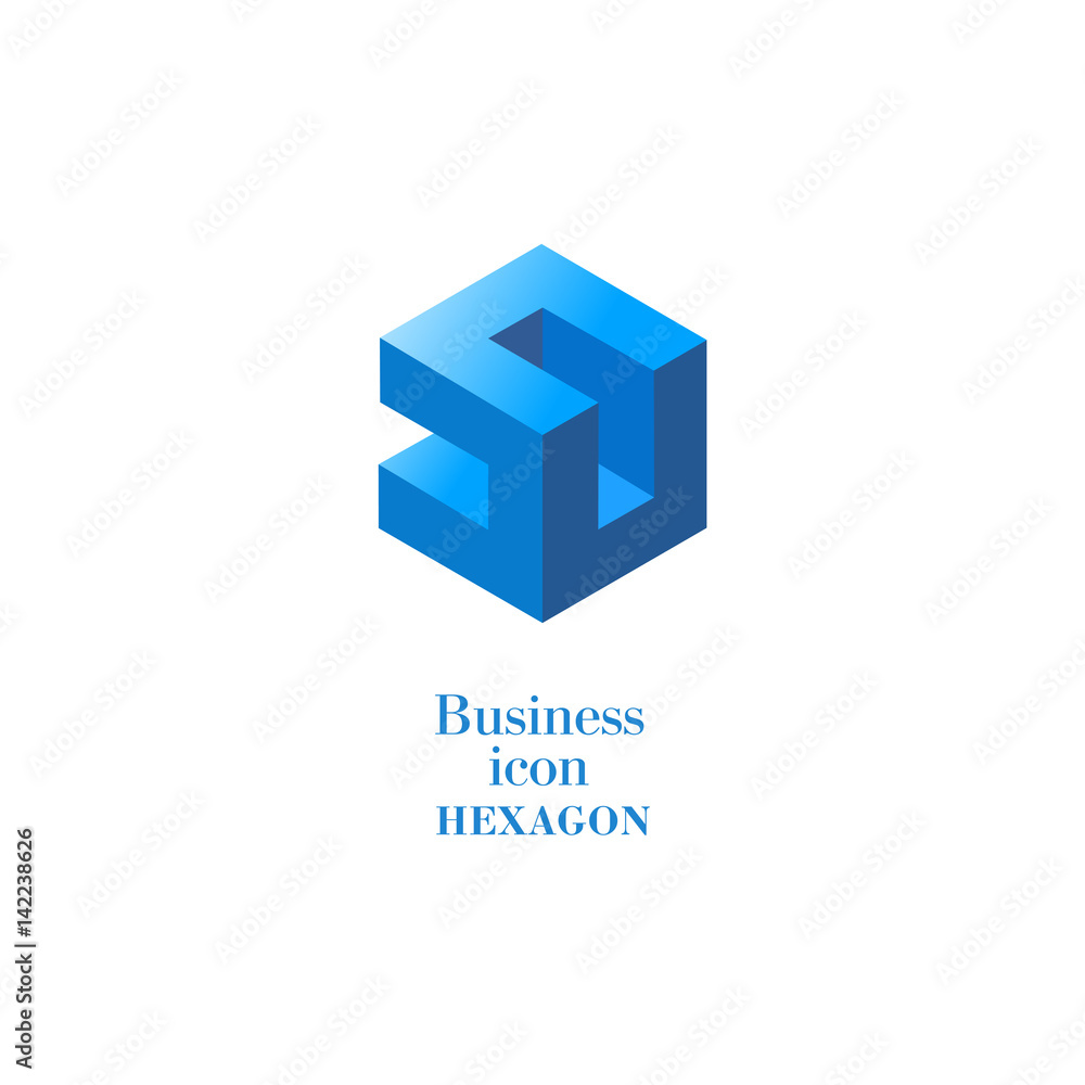 Business icon Hexagon, flat gray polygonal hexagon, geometric design concept Business icon Hexagon, flat gray polygonal hexagon, geometric design concept