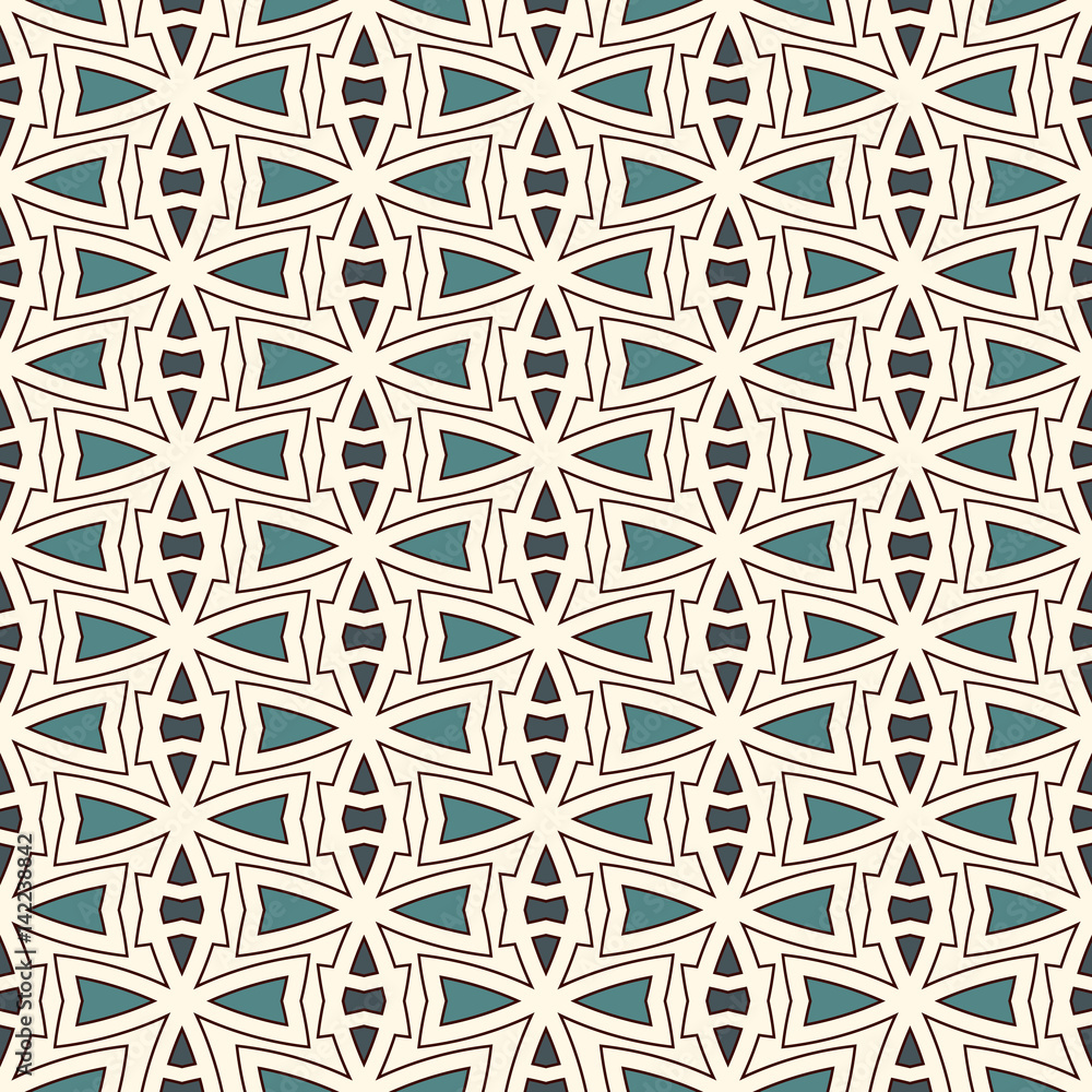 Outline seamless pattern with abstract ornament. Ethnic motif. Repeated geometric figures wallpaper. Modern surface Outline seamless pattern with abstract ornament. Ethnic motif. Repeated geometric figures wallpaper. Modern surface