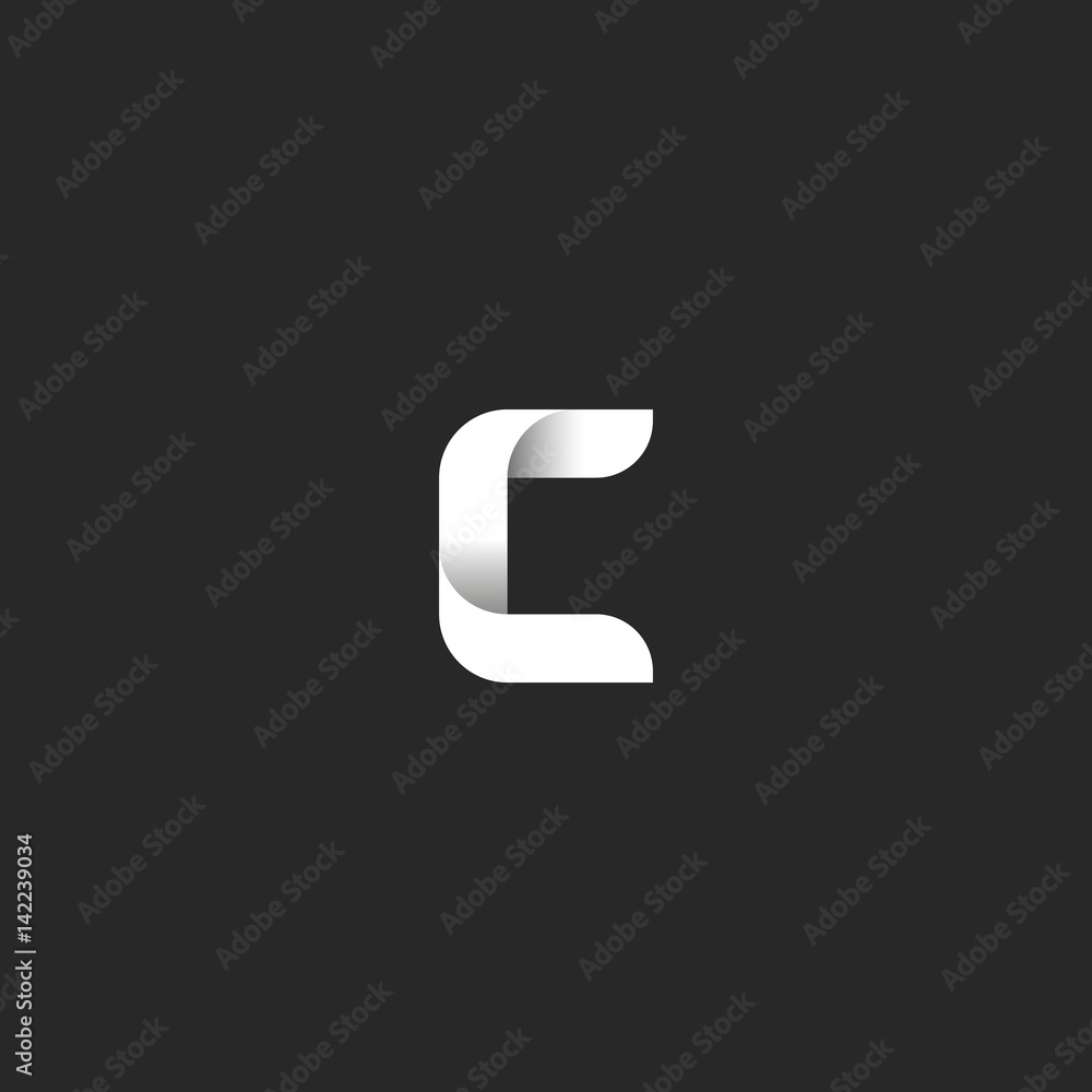 Letter C logo monogram simple style, typography print trendy emblem design element, black and white ribbon sleek lines Letter C logo monogram simple style, typography print trendy emblem design element, black and white ribbon sleek lines