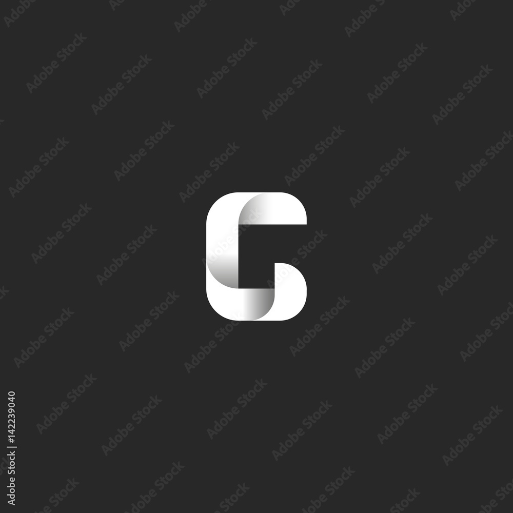 Modern smooth shape design G letter logo, black and white typography design element, identity emblem mockup Modern smooth shape design G letter logo, black and white typography design element, identity emblem mockup