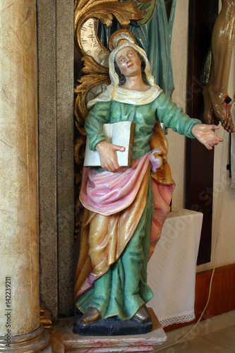 Saint Ann statue at the altar in the Parish Church of Assumption of the Virgin Mary in Pokupsko, Croatia on July 21, 2011.