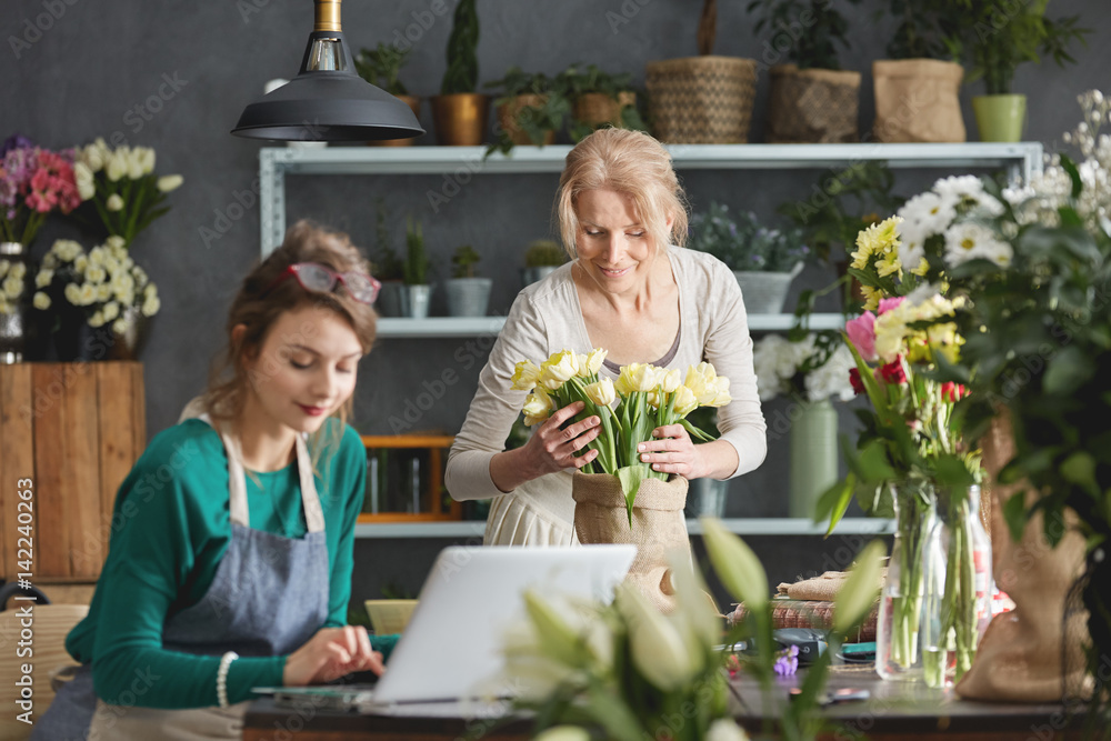 Flower shop workers Flower shop workers