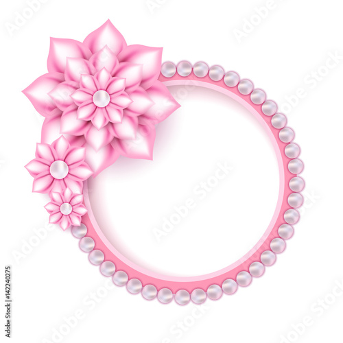 Jewelry pink pearl frame for photo