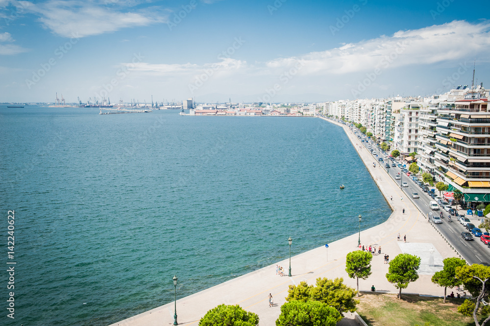 Greece, Thessaloniki, about july 2015, view on coast from The White Tower