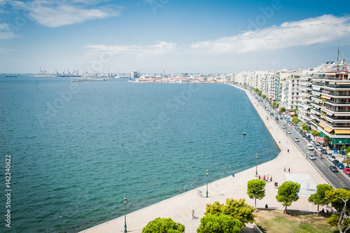 Obraz na płótnie Greece, Thessaloniki, about july 2015, view on coast from The White Tower w salonie