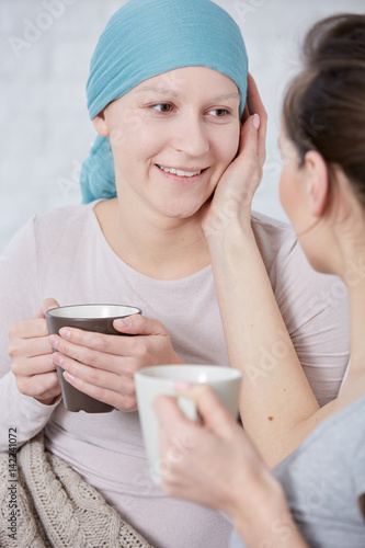 Woman with cancer spending time with friend
