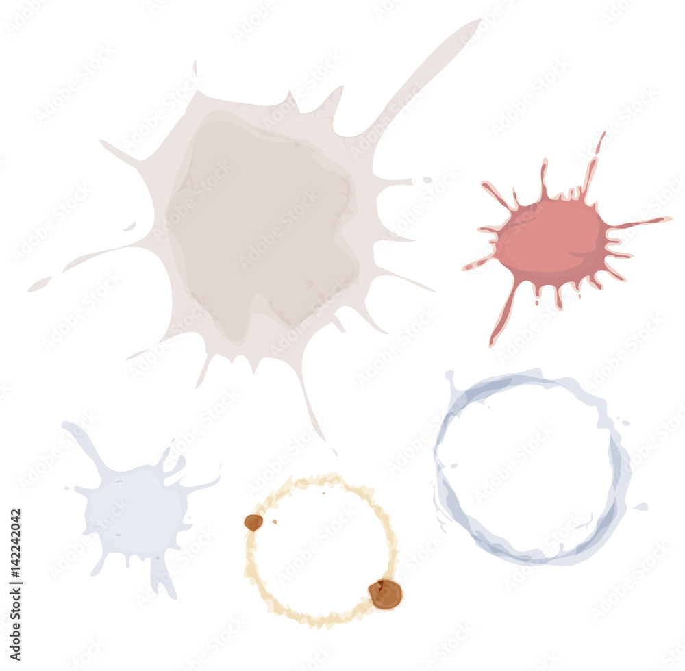 Various Stains Of Dirt, Coffee And Blood Set Various Stains Of Dirt, Coffee And Blood Set
