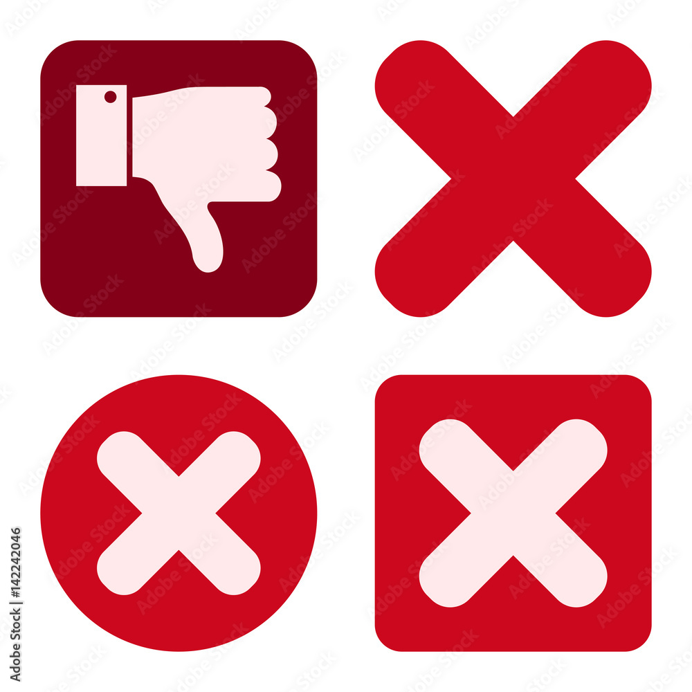 Obraz premium Cancel icon set. Flat symbol collection. Raster pictograms.