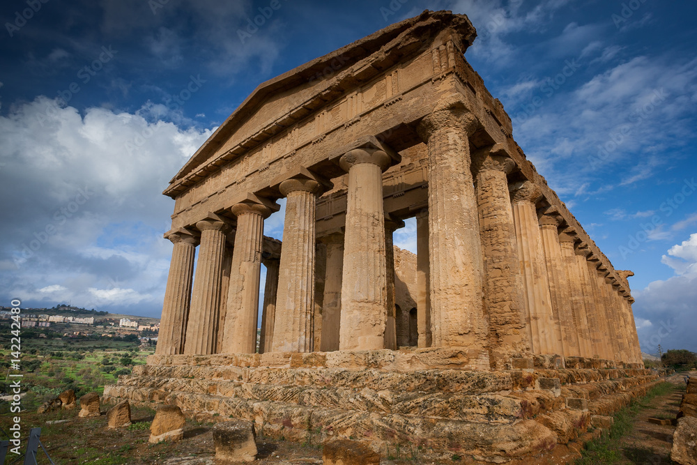 Agrigento, Italy - October 15, 2009: ancient Greek landmark in the Valley of the Temples outside Agrigento, Sicily
