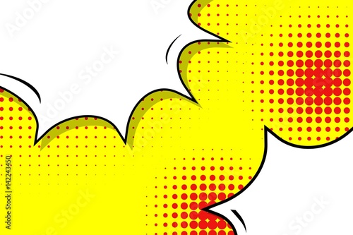Abstract creative concept vector comic pop art style blank, layout template with clouds beams and isolated dots background. For sale banner, empty speech bubble set, illustration halftone book design.