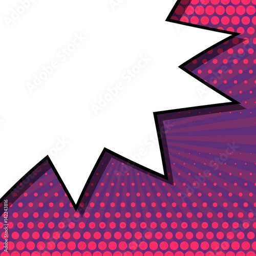 Abstract creative concept vector comic pop art style blank, layout template with clouds beams and isolated dots background. For sale banner, empty speech bubble set, illustration halftone book design.