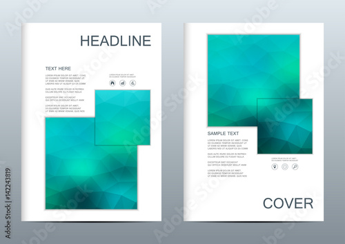 Vector brochure template, flyer, cover magazine in A4 size. Business abstract background with triangles.