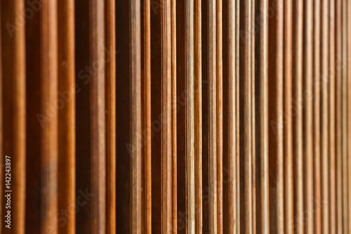 Lath Grill wood sun shade line pattern for background.