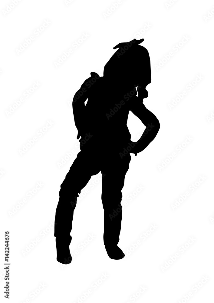 Silhouette girl waiting for a vector black Silhouette girl waiting for a vector black