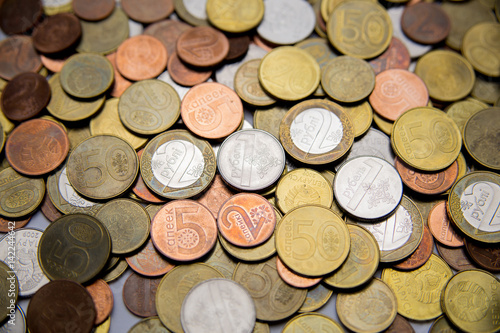 Belarusian coins are on the table.