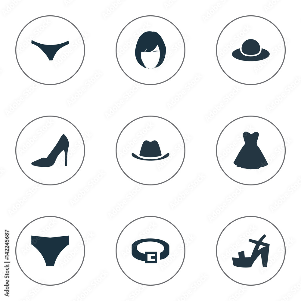 Vector Illustration Set Of Simple Garments Icons. Elements Elegant
